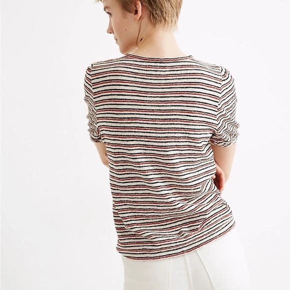 MADEWELL NWOT Superlight Jacquard Puff Sleeve Tee in Stripe - Picture 3 of 9